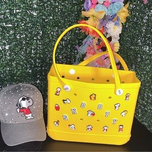 Yellow Tote Bag for Women Snoopy Themed Handcrafted
